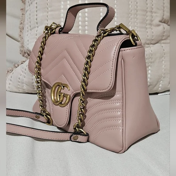 🌟New Large Blush Pink Quilted Handbag with Gold Accents🌟